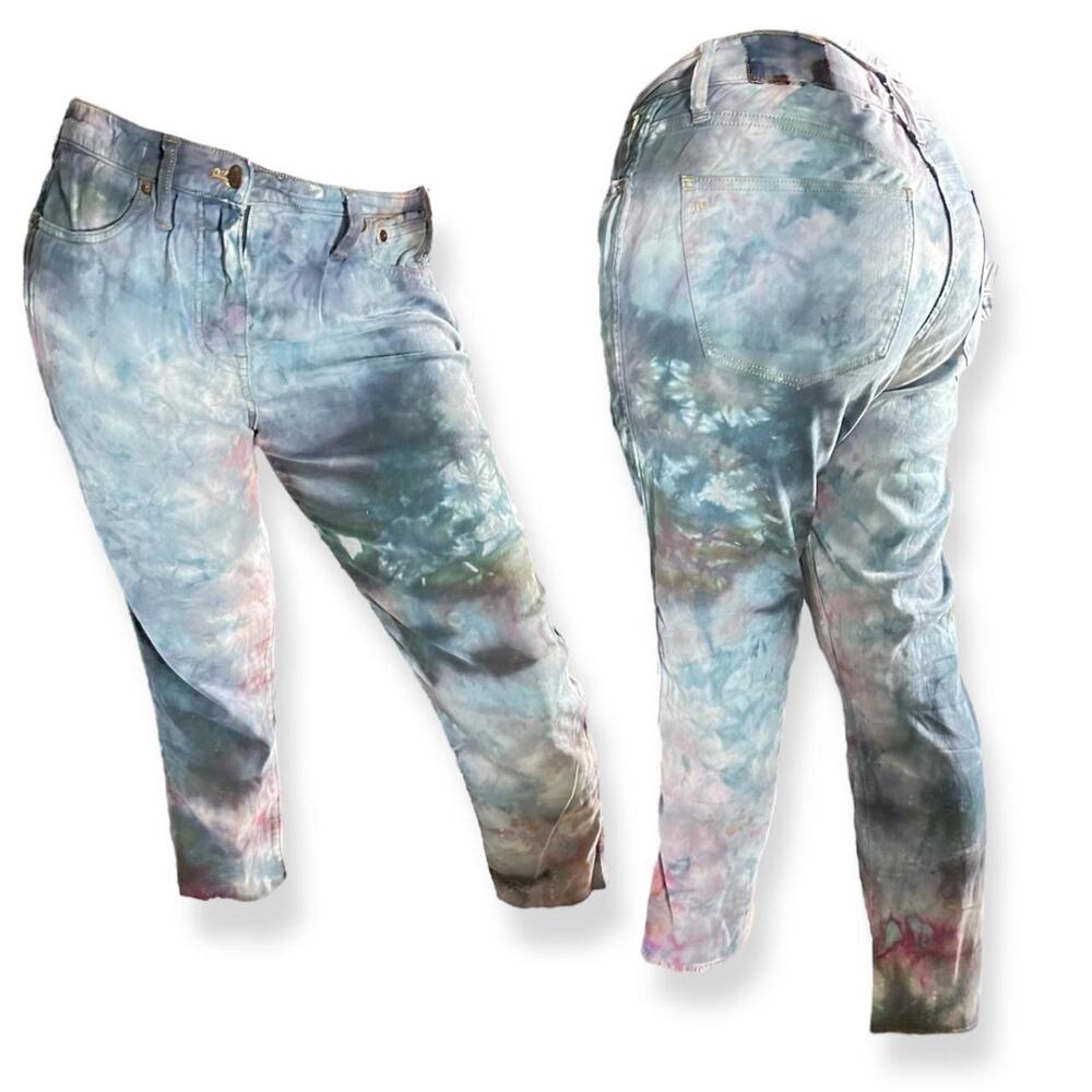 Custom Tie Dye Distressed Boyfriend Pants Sz 32